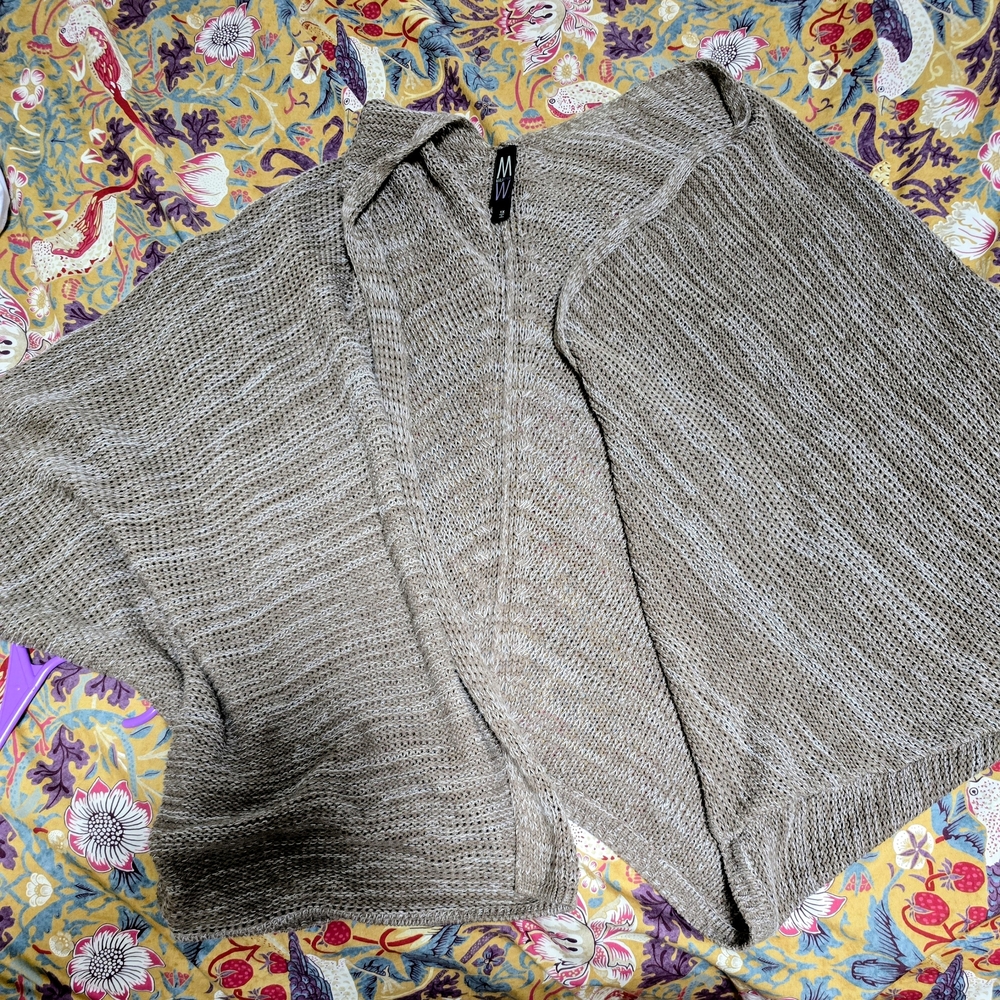 Madison Taupe Knit Open Front Butterfly Wing Sweater Shawl